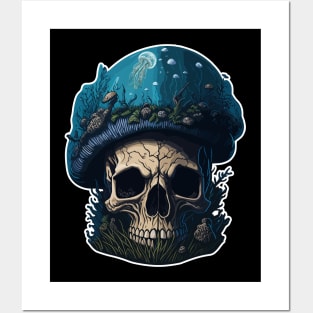 ocean shroom skull Posters and Art